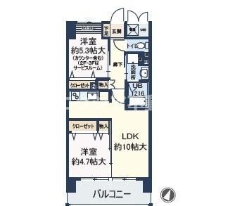 ルチューレ西梅田(2LDK/7階)の間取り写真