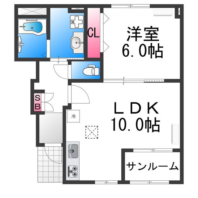 シャルム(1LDK/1階)の間取り写真