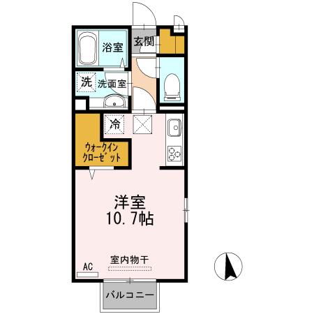 エントラール(ワンルーム/2階)の間取り写真
