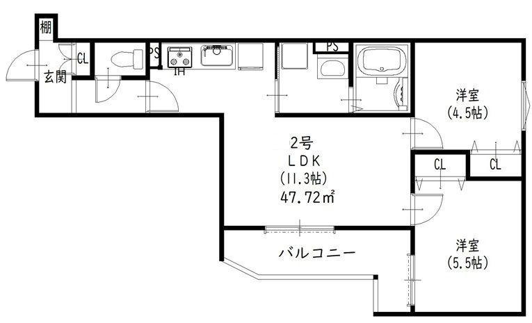 ラモーナ出口(2LDK/3階)の間取り写真