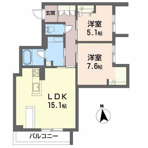ロイヤルシャーメゾン栗林(2LDK/3階)の間取り写真