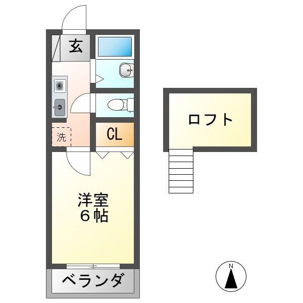 シューフルール(1K/2階)の間取り写真