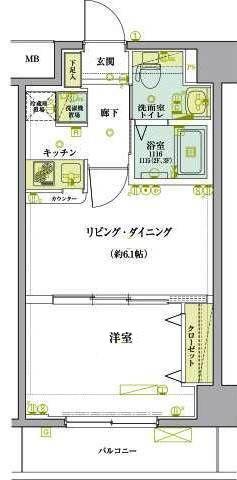 リヴシティ錦糸町弐番館(1LDK/4階)の間取り写真