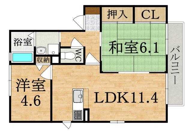 ライン大和C(2LDK/1階)の間取り写真