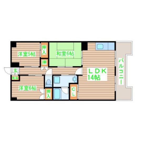 エステマール(3LDK/5階)の間取り写真