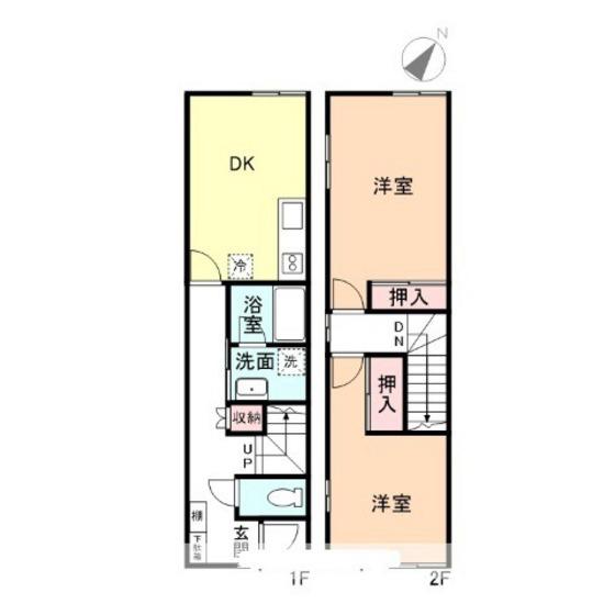 GLORY908第2メゾネット(2DK/2階)の間取り写真