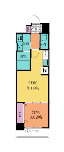 ERUZAGLANZ黄金(1LDK/14階)の間取り写真