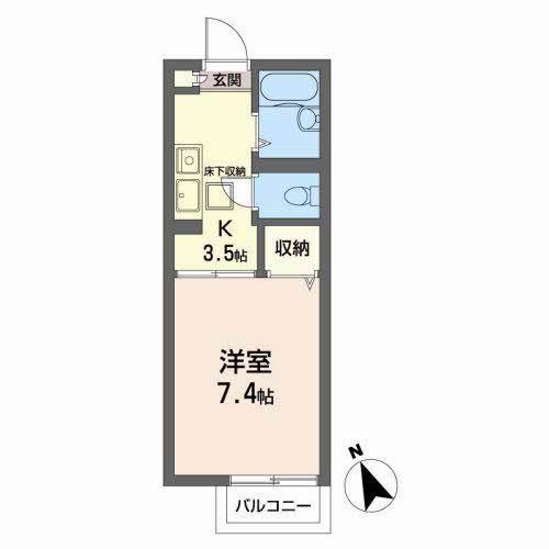 シャノンコート(1K/1階)の間取り写真