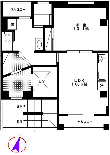 MYMビル(1LDK/8階)の間取り写真