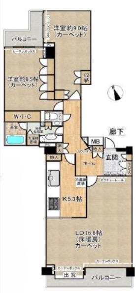 パークハウス西麻布(2LDK/5階)の間取り写真