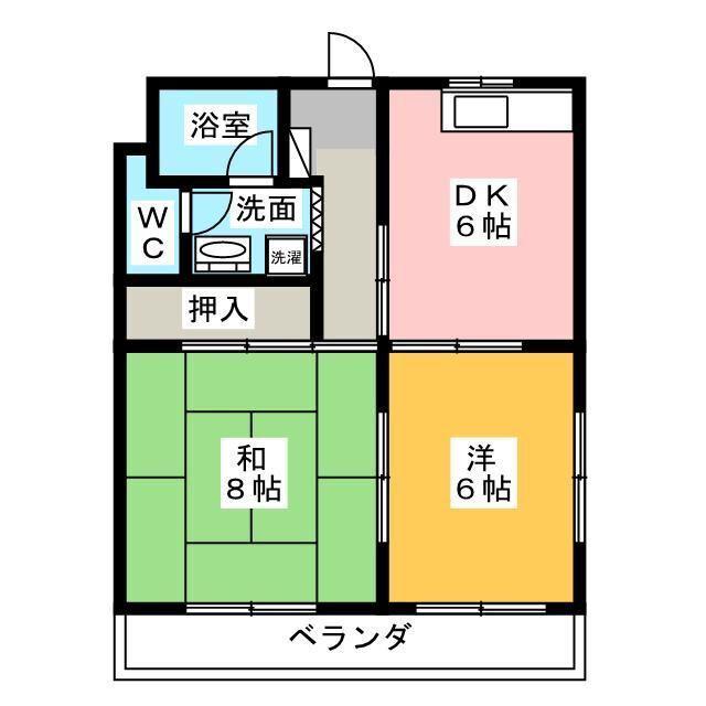 中央ハイツ(2DK/4階)の間取り写真