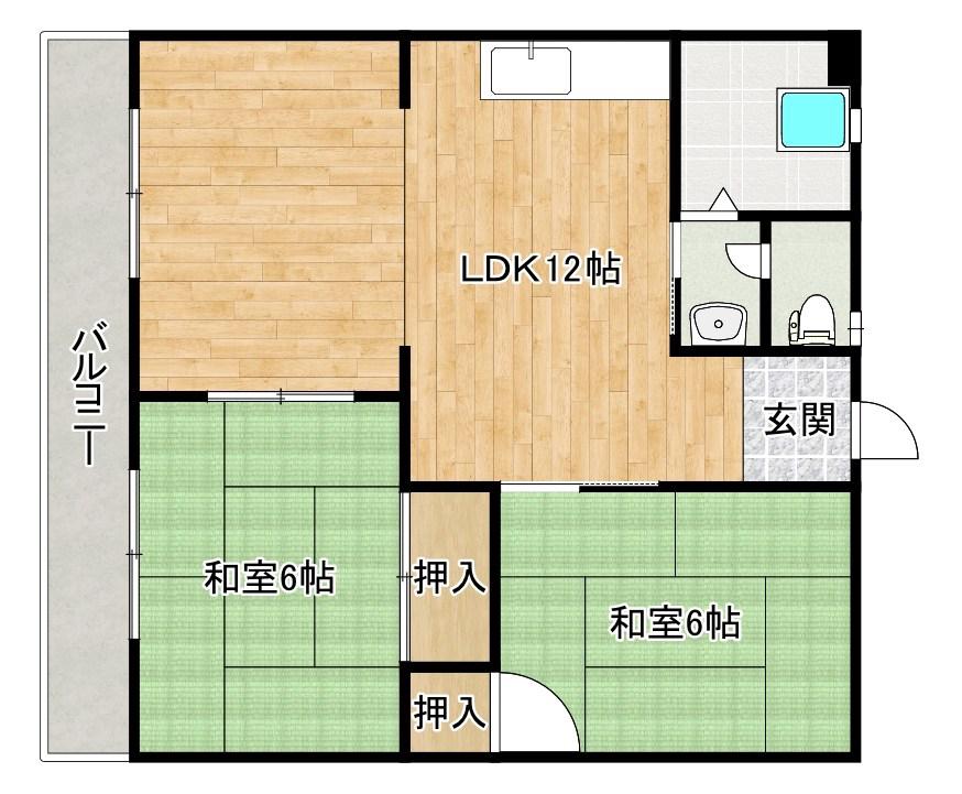 木下マンション(2LDK/3階)の間取り写真