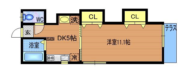 リバーサイドハウスA(1DK/2階)の間取り写真