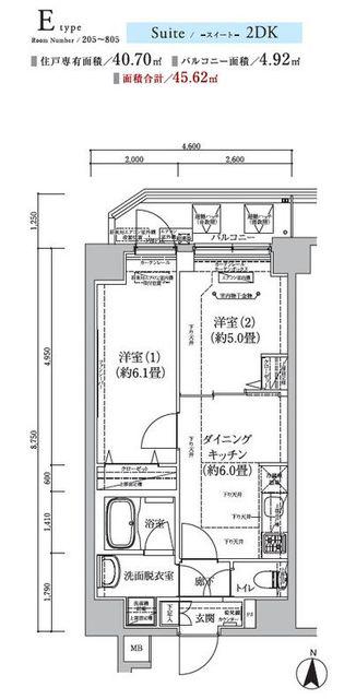 アイルグランデ東京亀有(2DK/3階)の間取り写真