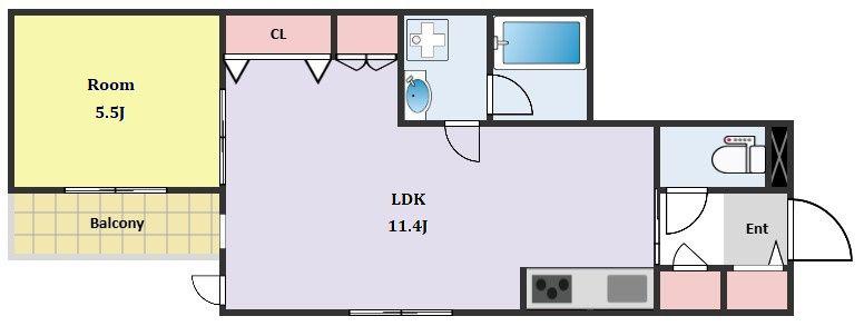 SAMIY三軒茶屋(1LDK/1階)の間取り写真