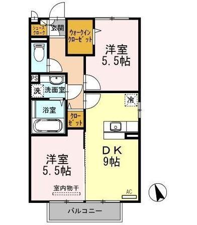シャローズ(2DK/2階)の間取り写真