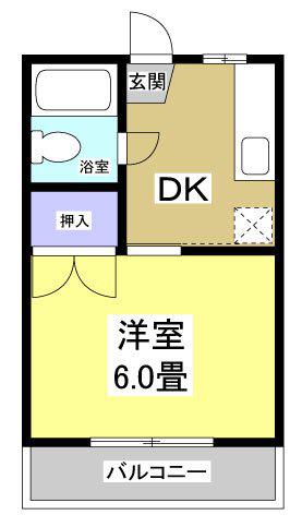 杉山ハイツC(1DK/1階)の間取り写真