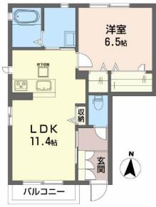 ハピアII(1LDK/1階)の間取り写真