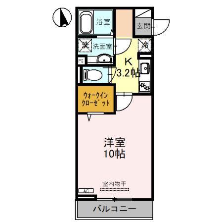 エーデルハイムIII(1K/2階)の間取り写真