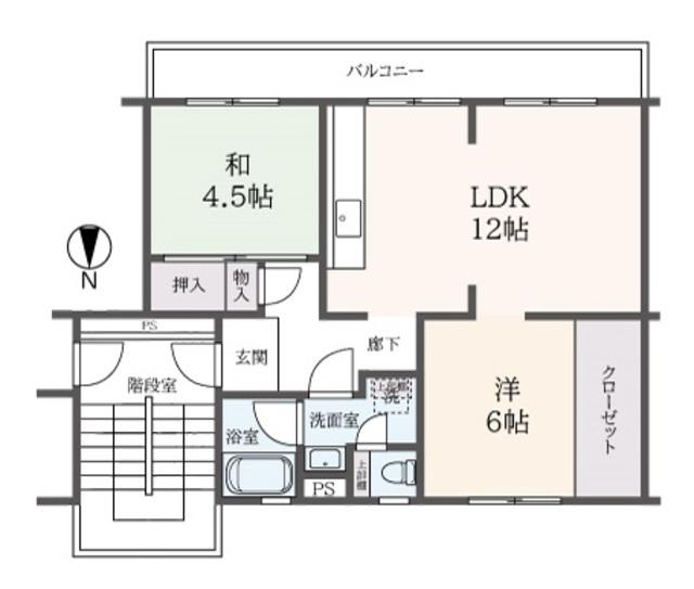 車返団地3街区4号棟(2LDK/1階)の間取り写真