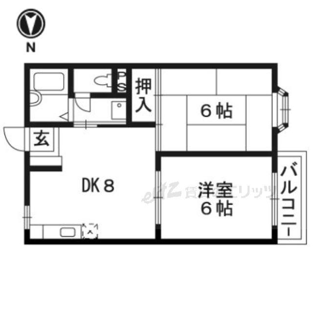 二階堂ハイツ(2DK/2階)の間取り写真
