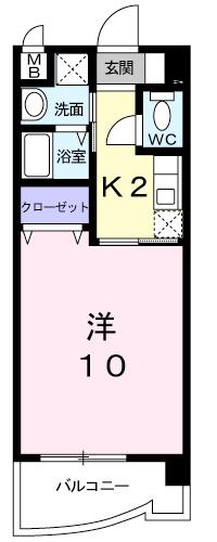 カレント.タウニー(1K/2階)の間取り写真