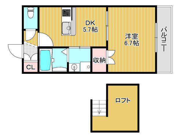 エス.フィールド野江(1DK/3階)の間取り写真