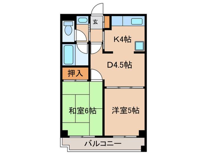 グランベル祖師谷(2DK/4階)の間取り写真