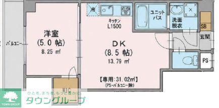 カンファタブル緑が丘II(1LDK/1階)の間取り写真