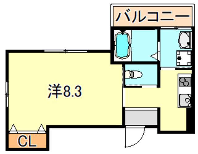 ヘーベル天文(1K/1階)の間取り写真