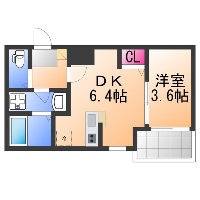 賑町シーエム・ディス(1DK/3階)の間取り写真