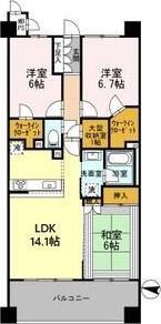ライオンズガーデン千種アーススクエア(3LDK/2階)の間取り写真