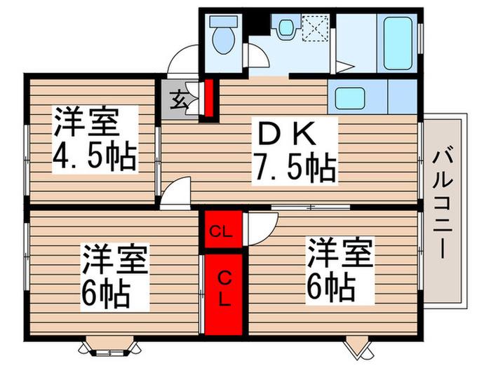 ドミール参番街(3DK/2階)の間取り写真