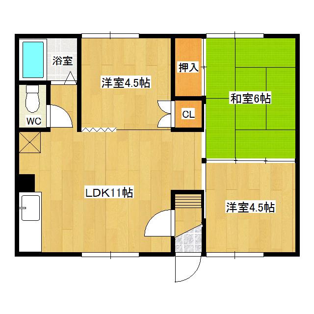 第3コーポ野尻(3LDK/1階)の間取り写真