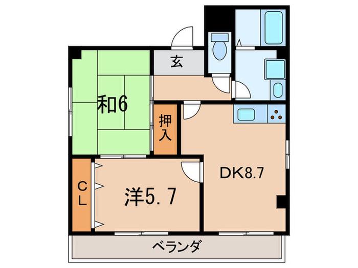 アレグレ(2DK/2階)の間取り写真
