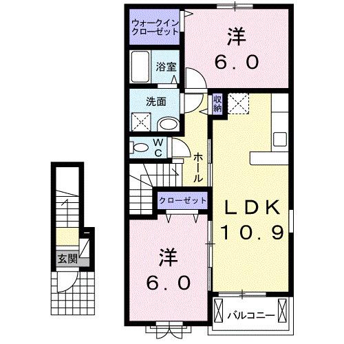 ラリュール I(1LDK/2階)の間取り写真