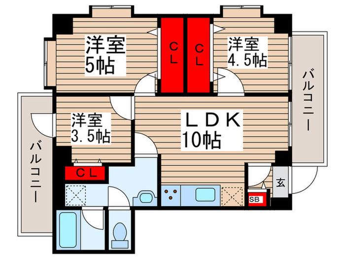 アーク松戸牧の原(3LDK/2階)の間取り写真