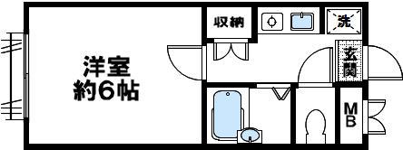ベルメゾン篠原(1K/1階)の間取り写真