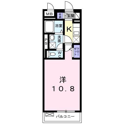 グラン ソレーユ(1K/4階)の間取り写真