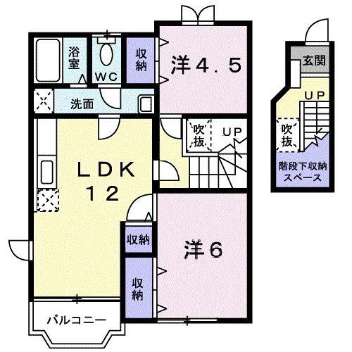 MY.江原II(2LDK/2階)の間取り写真