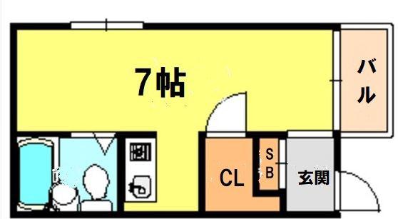 セイユーミカゲ(ワンルーム/2階)の間取り写真
