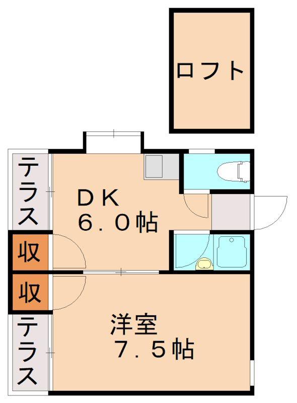 シェスタイン筑紫野(1DK/2階)の間取り写真