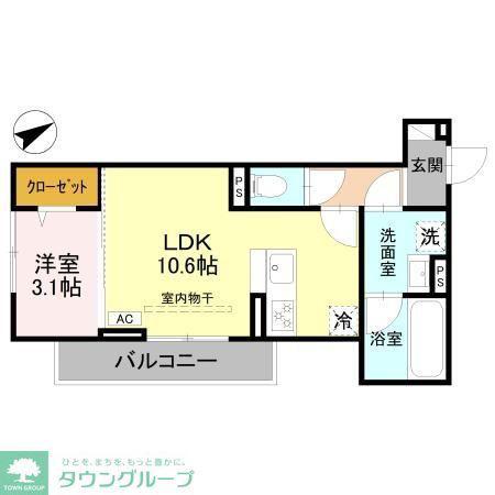 D-GRAN本町(1LDK/2階)の間取り写真