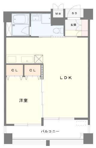 テラコート芦屋(1LDK/4階)の間取り写真