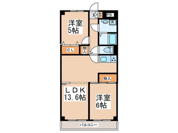 ラ・フォーレ北川(2LDK/3階)の間取り写真