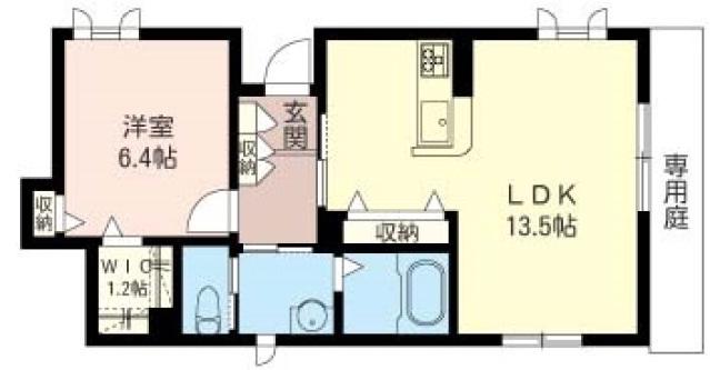 アイリス(1LDK/1階)の間取り写真