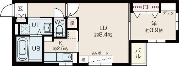 セカンドインパクト(1LDK/1階)の間取り写真
