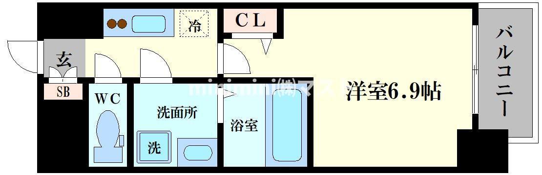 ファステート難波デラックス(1K/7階)の間取り写真