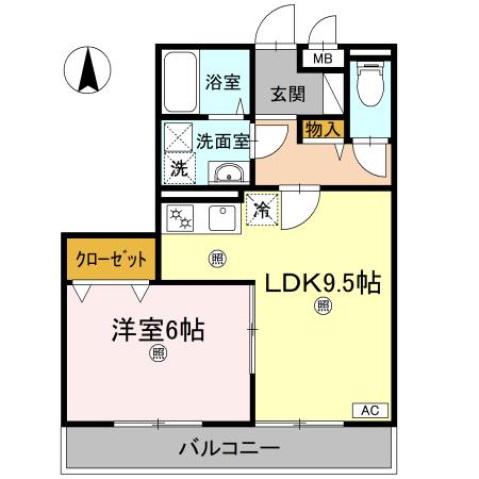 ビレッジ北久保 C棟(1LDK/3階)の間取り写真