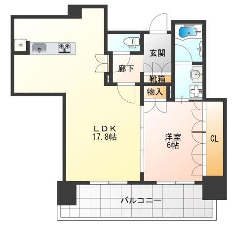 なんばGMT(1LDK/23階)の間取り写真